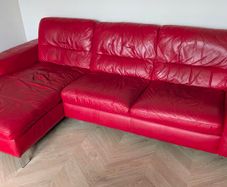 Red Leather Corner Sofa