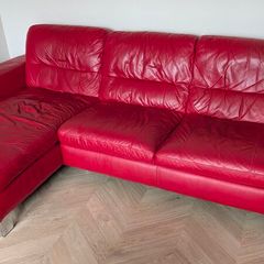Red Leather Corner Sofa