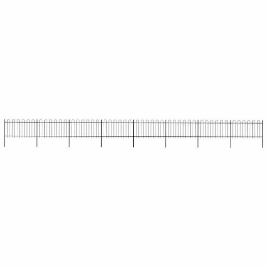 Garden Fence with Hoop Top Steel 13.6x1 m Black