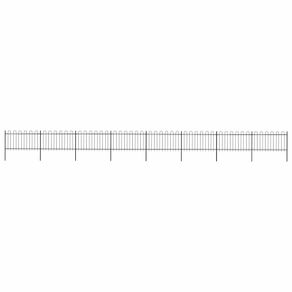 Garden Fence with Hoop Top Steel 13.6x1 m Black