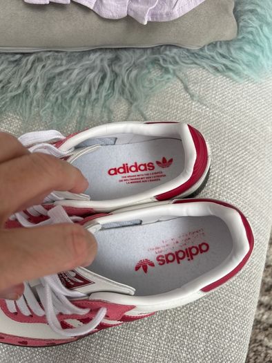 Raspberry Pink & White Lace Up Trainers, Samba Style UK Size 6
