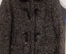 CALVIN KLEIN Womens size SMALL Wool Duffle Coat Faux Fur Trim Hood