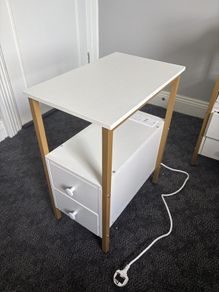 bedside locker with usb and power plugs