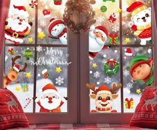 Christmas Window Stickers,120 Pcs Christmas Window Clings, 9 Sheets Reusable Xmas Window Decalsfor Glass White Christmas Snowflake Window Stickers Double Sided for Xmas Window Decorations (FREE POSTAGE)