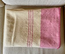 Pair of Vintage Wool Blankets, Beige & Pink