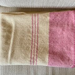 Pair of Vintage Wool Blankets, Beige & Pink