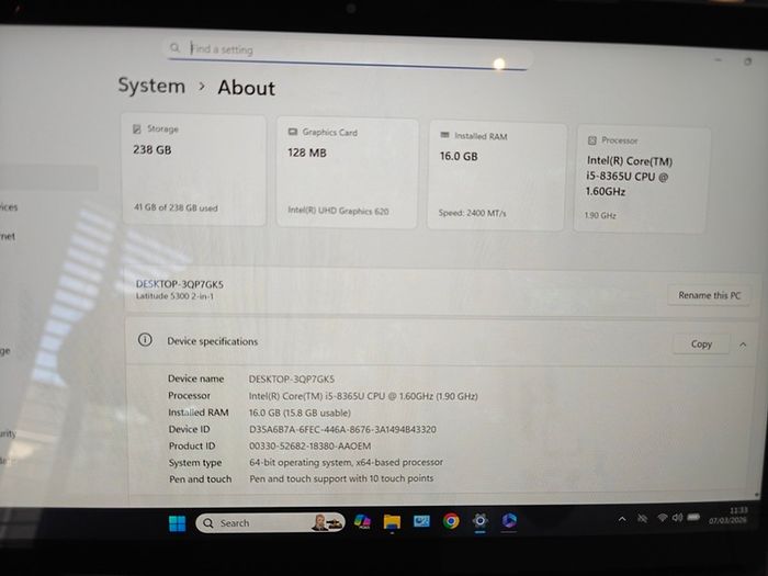 Dell Latitude 5300 2in1 | i5 | 16GB | 256GB | 13" FHD Rotated Touchscreen | Win11