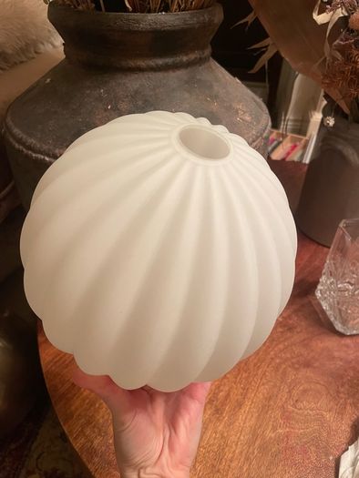 Two brand-new matching shades,  glass shade in opaline glass