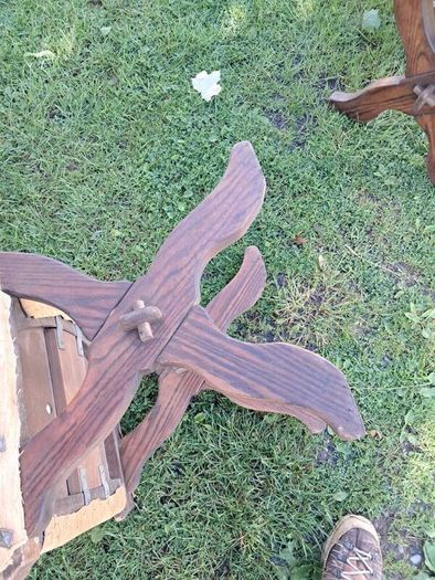 3 solid oak chairs  antique