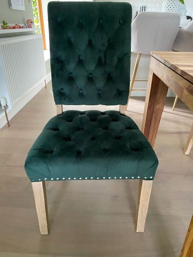 Forest Green Velvet Deep sprung Dining Chairs  x6