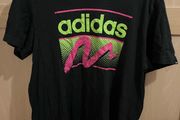 Black pink and green retro style Adidas T-shirt size large