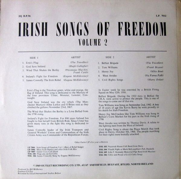 Irish Songs Of Freedom Vol 2 - LP 1969