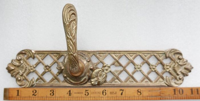 Monumental 11" Vintage Baroque Lattice Cast Brass Door Handle