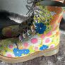 Dr Martens / Docs Size 5, 1460 Pascal Leather Boots in Daisy Floral Butterfly Print Image 4