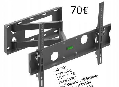 Tv Wall Bracket Tilt Swivel Long Arm 30"-70"