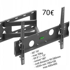 Tv Wall Bracket Tilt Swivel Long Arm 30"-70"
