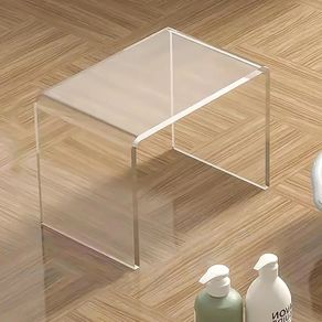 Clear Acrylic U Shaped End Table, Transparent Perspex Plastic Shower Stool, Stylish Modern Coffee Table with Rounded Edges, Waterproof Shower Bench for Small Spaces Bedroom, Living Room (30 20 22cm)