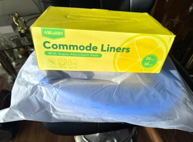 Commode chair and 50 pack of commode liners