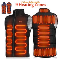 Electric Heated Vest Jackets Men Women's 9 Heated Zones Graphene Sportswear USB Heating Heat Coat Camping Waterproof Down Jacket