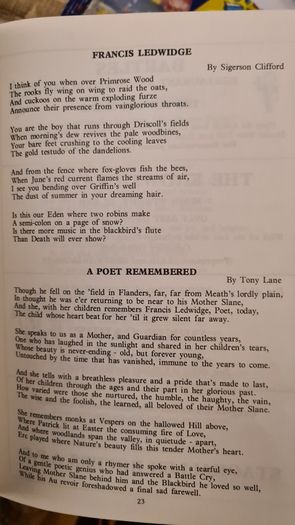 Francis Ledwidge Centenary 1887-1987. Booklet In Good Condition.