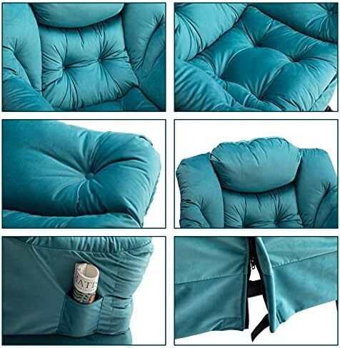 Armchair Velvet Comfy Chair for Living Room Bedroom Reading Chair Accent Chairs Relax Arm Chairs with Steel Frame, Lake Blue