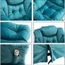 Armchair Velvet Comfy Chair for Living Room Bedroom Reading Chair Accent Chairs Relax Arm Chairs with Steel Frame, Lake Blue Image 5
