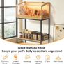 BingoPaw Wood Hamster Cage Chewproof Large Hamster Cages with Storage Shelf, Glass Panels, Ventilation Holes, Built-in LED Light, for Small Pets, Guinea Pig (80 / 40 / 40cm) Image 4