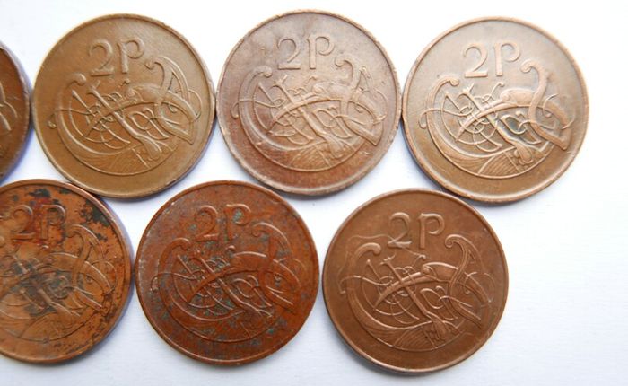 Vintage- Ireland, 2 Pence Bronze Coins