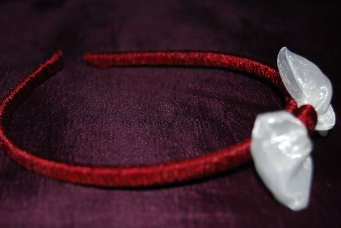Handmade organza hairband with white bow