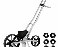 Garden Push Seeder Manual Metal Row Crop Planter with 6 Seed Plates for Vegetable Gardens