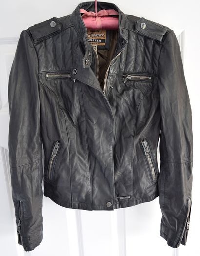 Superdry Leather Biker Jacket Black XXS