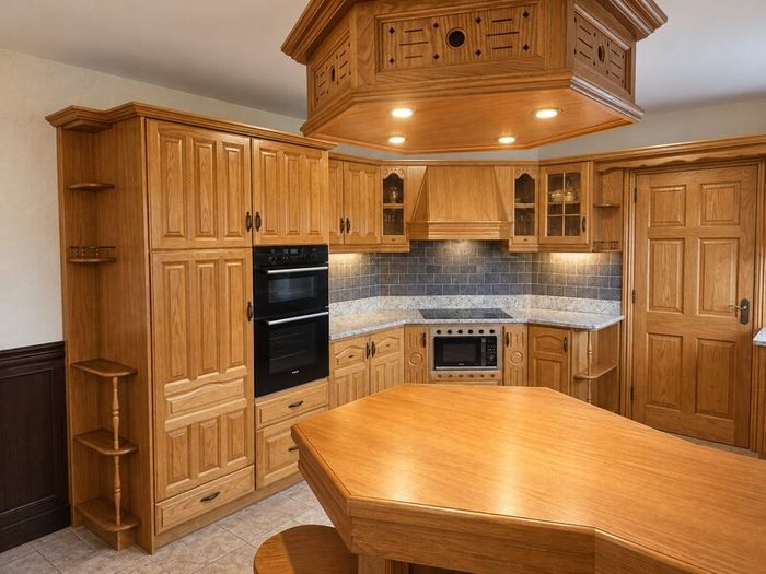 Solid Oak and Mahogany Kitchen, Doors, Units etc