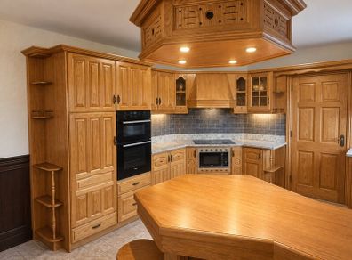 Solid Oak and Mahogany Kitchen, Doors, Units etc