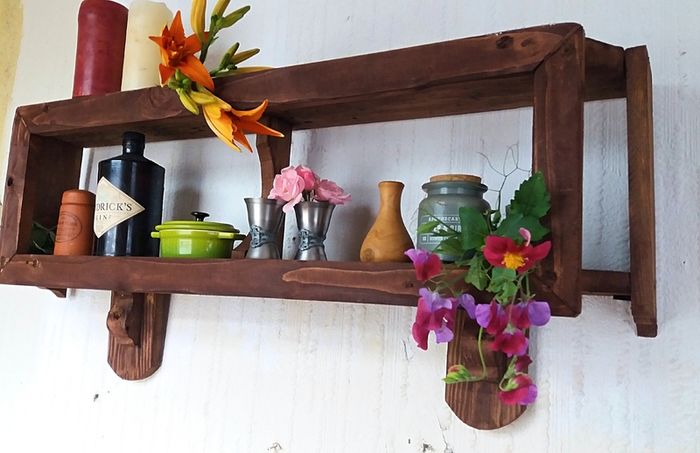 NEW Rustic Cubby Box Floating Shelf