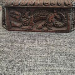 Vintage dragon motif carved wooden box