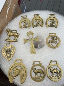 10 antique vintage horse brass