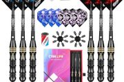 NEW SALE | Professional Steel tip Darts 24g Extra Flights+Sharpener+Tool+Aluminum Shafts with Rubber