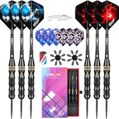 NEW SALE | Professional Steel tip Darts 24g Extra Flights+Sharpener+Tool+Aluminum Shafts with Rubber