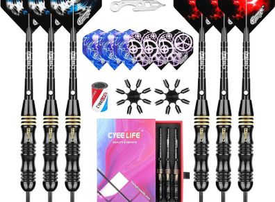 NEW SALE | Professional Steel tip Darts 24g Extra Flights+Sharpener+Tool+Aluminum Shafts with Rubber