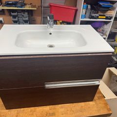 Bathroom Vanity Unit, Mirror, Storage Unit, Shower Screen, Towel Rail & Toilet