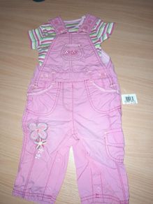 Brand new baby girl's dungaree set, 3-6 mths