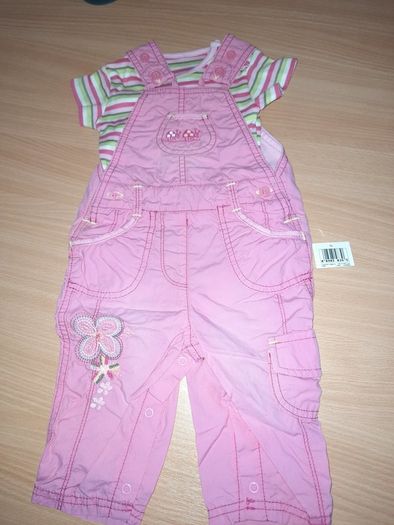 Brand new baby girl's dungaree set, 3-6 mths