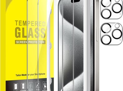 iPhone 15 Pro - Tempered Glass Screen Protector, 2 Pack