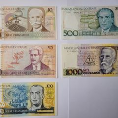 Brazil  10-1000 Cruzeiros 1987-1989  5 notes
