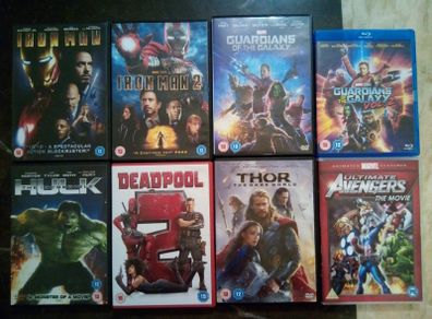 Marvel Dvd/blu-ray Bundle Lot Deadpool Thor Iron Man Hulk Guardians Of The Galaxy