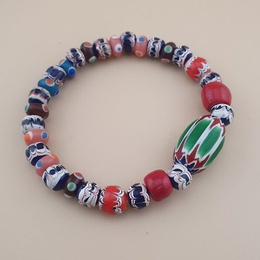 Vintage Venetian Style mix Glass Bead Bracelet