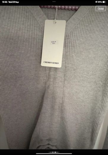 jumper Bnwt grey vneck long sleeve grey drawstring detail jumper m/l
