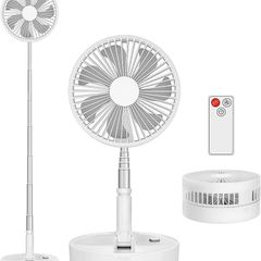 Portable Standing Fan with Remote Control, 7.5 Inch Foldable Pedestal Fans, 7200mAh Rechargeable Battery USB Powered Floor Fan, Height Adjustable, 4 Speeds