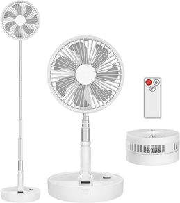Portable Standing Fan with Remote Control, 7.5 Inch Foldable Pedestal Fans, 7200mAh Rechargeable Battery USB Powered Floor Fan, Height Adjustable, 4 Speeds