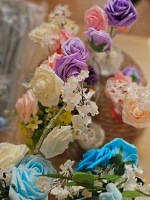 Large Tub of Table Decorations Vases and Flowers
